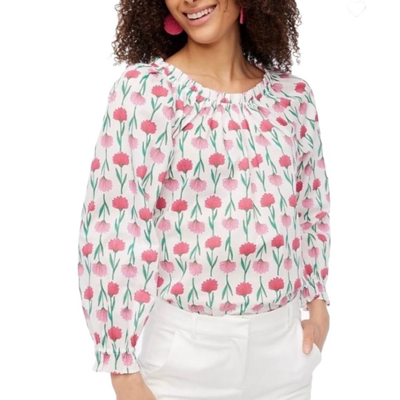 J. CREW Floral Print Tie Back Blouse - Picture 1 of 14